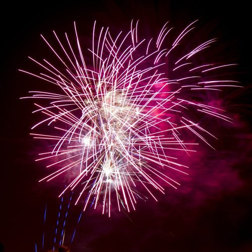 A vertical beautiful shot of colorful fireworks underneath the night sky